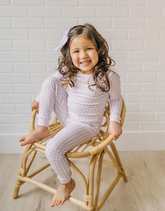 moimoln Cotton Modal Baby Toddler Pajamas Check Solid Leopard 6M-8Y - Image 3