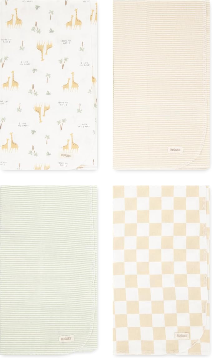 HUGGIES 4-Pack Flannel Receiving Blankets by Unknown