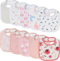 10 Pack Cotton Snap Bibs for Baby Boy Girl, Super Soft Drool Bibs for Teething by EgmaoBaby