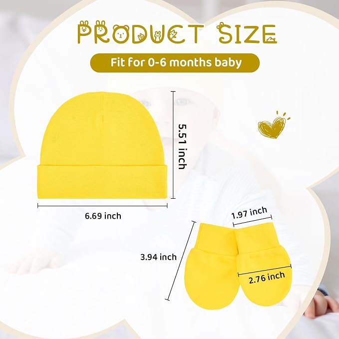 Century Star Cotton Newborn Baby Beanie Hats and Mittens Set Infant Hats - Image 6