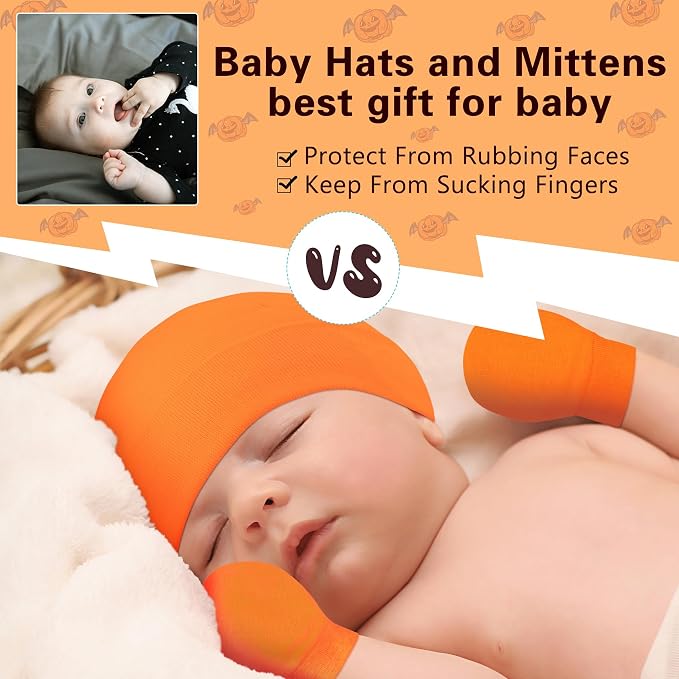 Zando Anti-Scratch Baby Hats Mittens Warm Newborn Infant Boys Girls 0-6M | - Image 2