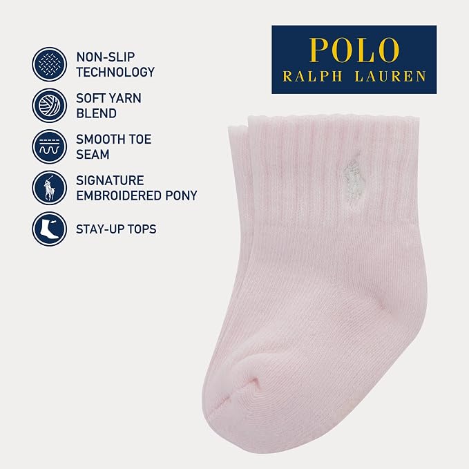 Polo Ralph Lauren Baby’s Classic Sport Ankle Socks, 6 Pair Pack, Soft Stretchy - Image 3