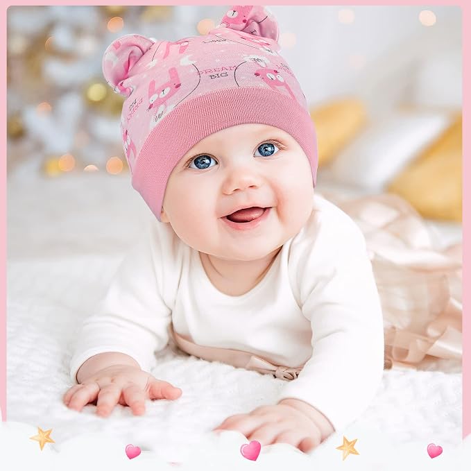 Geyoga 9 Pieces Newborn Baby Hat Bear Ears Infant Caps Baby Boy Girl Toddler - Image 6