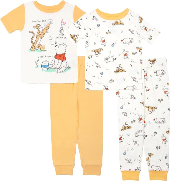 Disney Boys' 4-Piece Snug-fit Cotton Matching Comfortable Pajama Set, Soft & by Disney