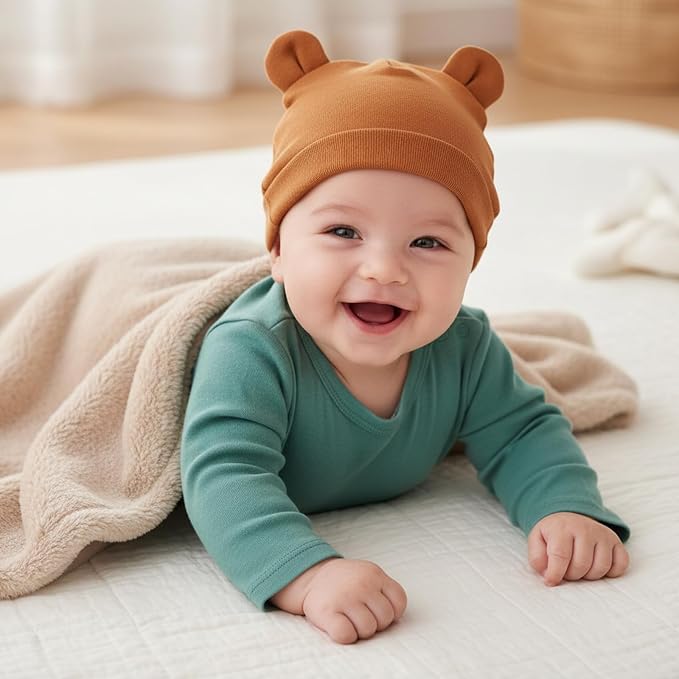 6 Pcs Baby Newborn Bear Ears Hats, Newborn Toddler Soft Beanie Hat - Image 5