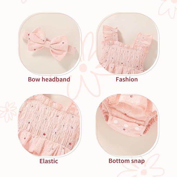YOUNGER TREE Baby Girl Clothes Ruffle Romper Boho Dress Summer Cake Smash - Image 4