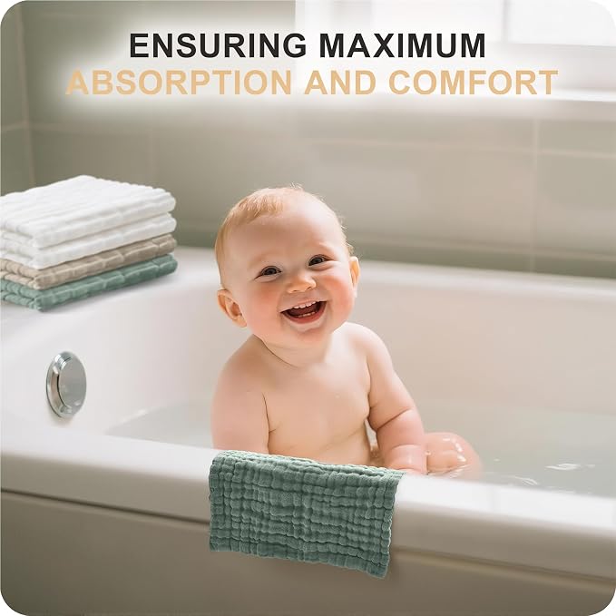 Cuddle Campus Baby Washcloths 6 Packs, Muslin Washcloths Baby, Cotton Burp - Image 7