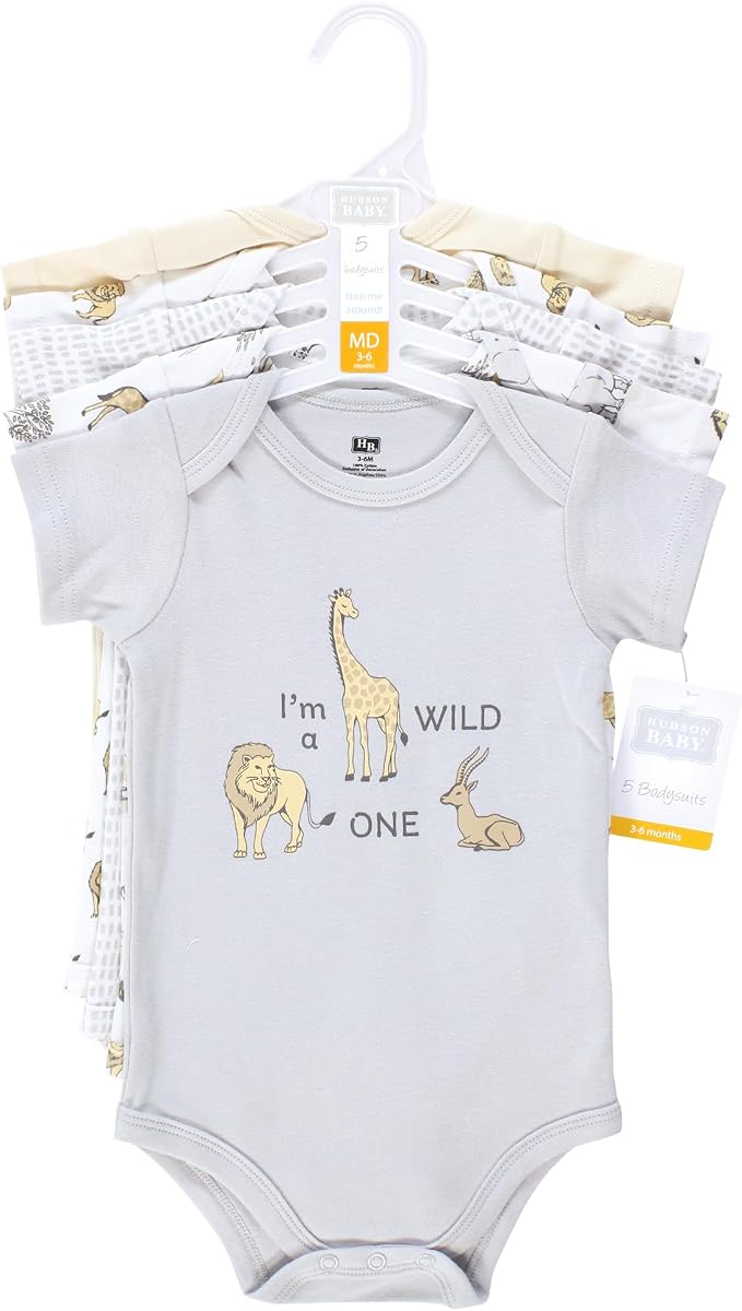 Hudson Baby Unisex Baby Cotton Bodysuits 5-pack - Image 2
