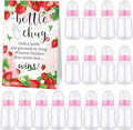 TrelaCo Bottle Chug Baby Shower Game 20 Pcs Baby Bottles Shower Favor with 1 Strawberry Theme Sign for Gender Reveal Party Supplies Gifts(Pink)