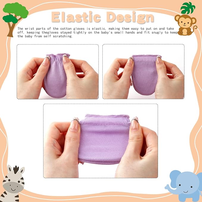 Baby Mittens 0-6 Months No Scratch 100% Cotton Gloves - Image 4