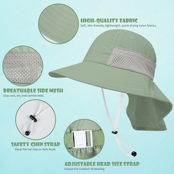 Toddler Baby Sun Hat Kids Summer Beach Essentials Adjustable Beach Hats - Image 3