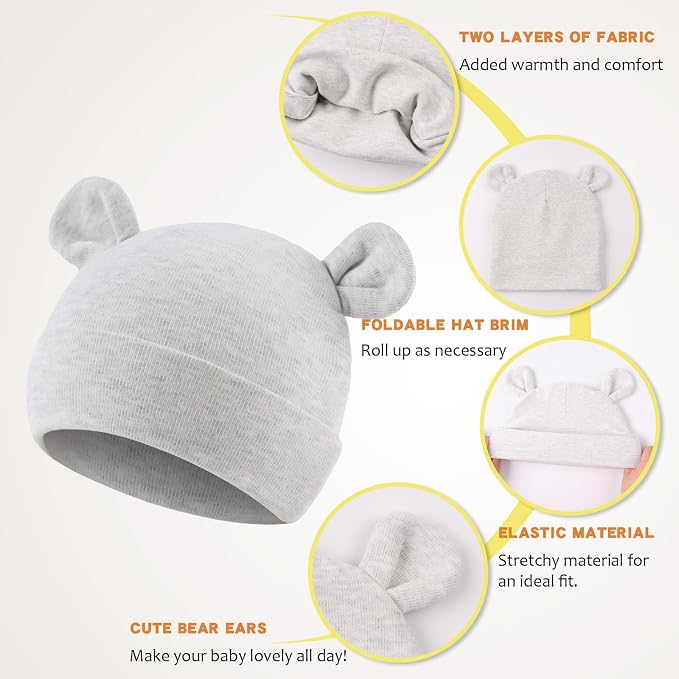 Cotton Newborn Baby Girls Hat Spring Newborn Boys Hat Cute Rabbit Infant Beanie - Image 5