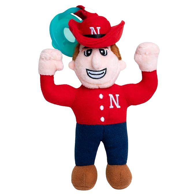 Gamezies Baby Boy and Girl Silicone College Mascot Stuffed Toy Plush Pacifier Collegiately Licensed, Herbie Husker, University of Nebraska CPSIA Tested, BPA-Free 0-6 Months