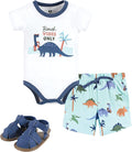 Hudson Baby Unisex Baby Cotton Bodysuit, Shorts and Shoe Set by HudsonBaby