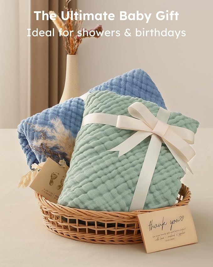 Yoofoss Hooded Baby Bath Towels 2 Pack 100% Muslin Organic Cotton - Image 5