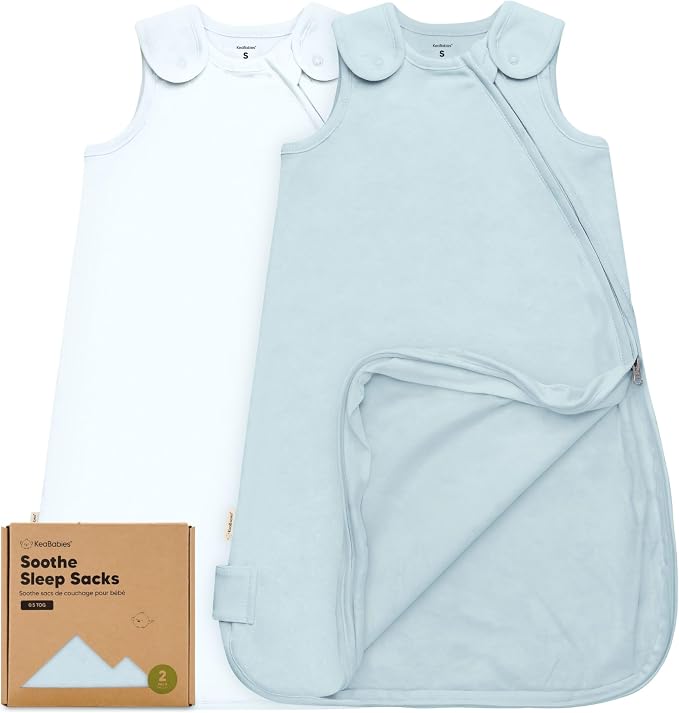 2-Pack Organic Baby Sleep Sacks, 100% Cotton 0.5TOG by KeaBabies