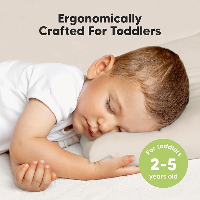 KeaBabies Toddler Pillow with Pillowcase, Jumbo 14X20 - Soft Organic Cotton Toddler Pillows for Sleeping - Machine Washable - Perfect for Travel, Toddler Bed Set (Clay)