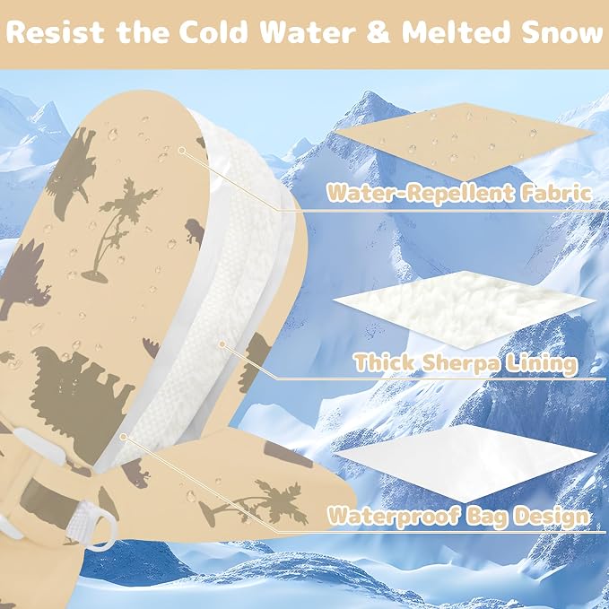 Olreco Baby Toddler Mittens Waterproof Infant Baby Winter Mittens Toddler Snow - Image 4