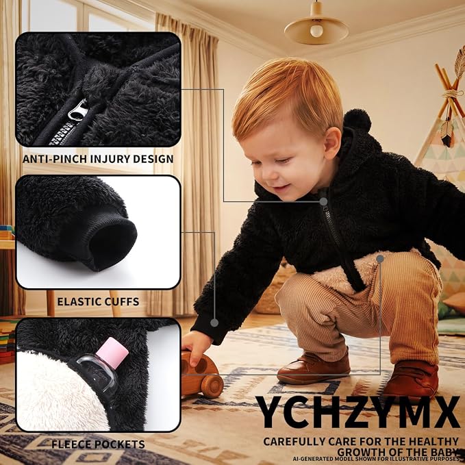 Baby Girl Winter Warm Fleece Jacket Toddler Boy Sherpa Infant Sweater Coat | - Image 4