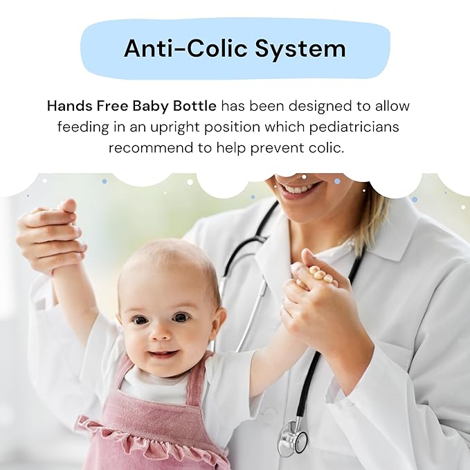 Hands-Free Baby Bottle - Anti-Colic Nursing System 9 oz Baby Bottle with Fast Flow Nipple/Teat 3m+ Infant with Tube Straw Feeding System for Toddler (2 Bottles - Lion)