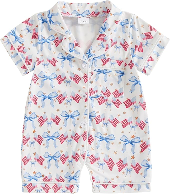 Balaflyie Newborn Summer Pajamas Baby Boy Girl Button Down Romper Cute Infant by Balaflyie