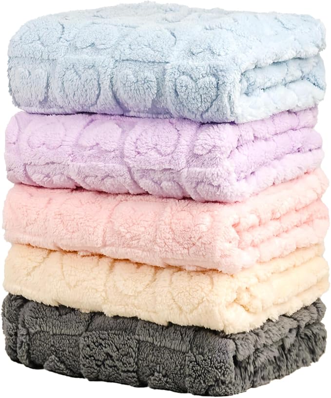 5 Pcs Baby Blanket Heart Checkered Ultra Soft Gift-Ready Plush by Unknown