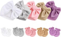 BQUBO Newborn Baby Girls Hats Mittens Set Hospital Hat Beanie Infant Bow Hats Baby Cotton Gloves for 0-6 Months