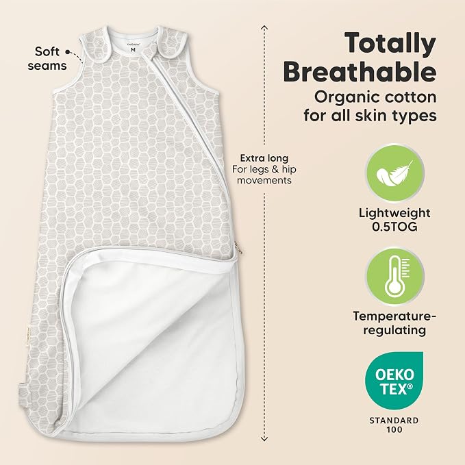 2-Pack Organic Baby Sleep Sacks, 100% Cotton 0.5TOG - Image 3