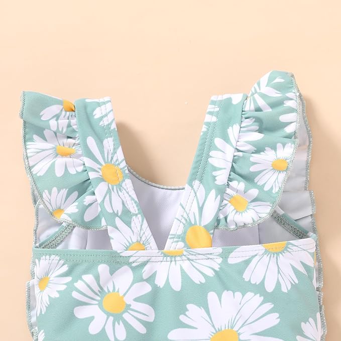 Newborn Baby Girl Ruffle Swimsuit Infant Toddler One Piece Floral Bikini Beach Bathing Swimwear Set