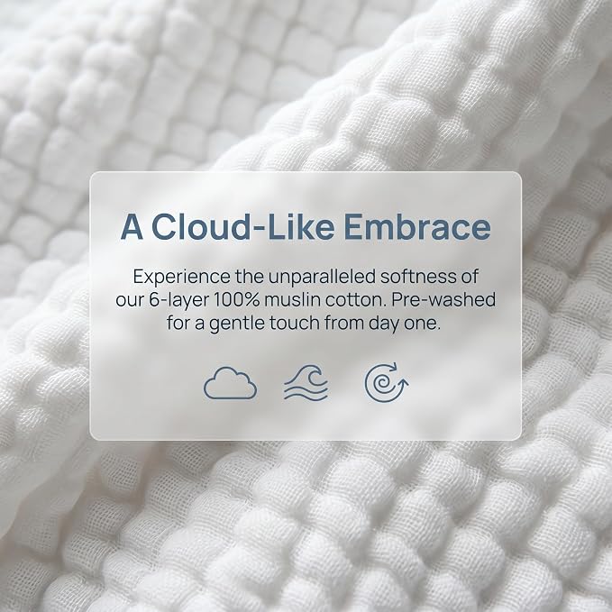 Blue Striped Muslin Baby Blanket, Ultra Soft Cotton Swaddle 43x43 in | Jacquard - Image 8