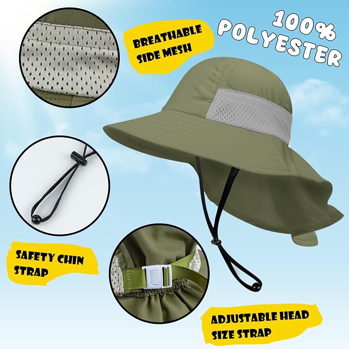 Toddler Baby Sun Hat Kids Summer Beach Essentials Adjustable Beach Hats - Image 3