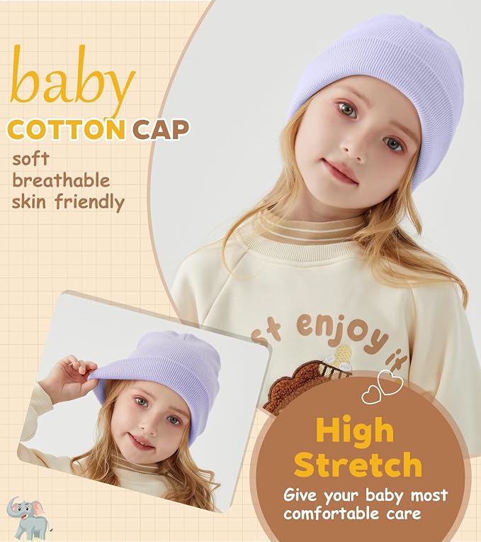 100% Cotton Baby Beanie Toddler Boys Girls Kids Winter Hat Knit Winter Warm Cap - Image 4
