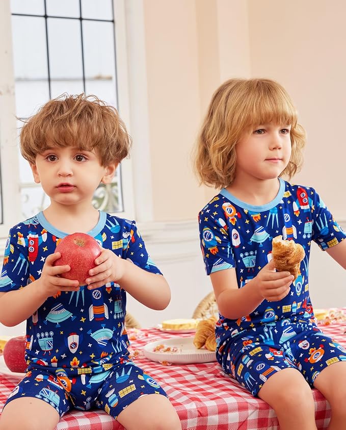 babee Reshinee Bamboo Viscose Toddler Boys Pajamas Set, Short Sleeve Kids - Image 6