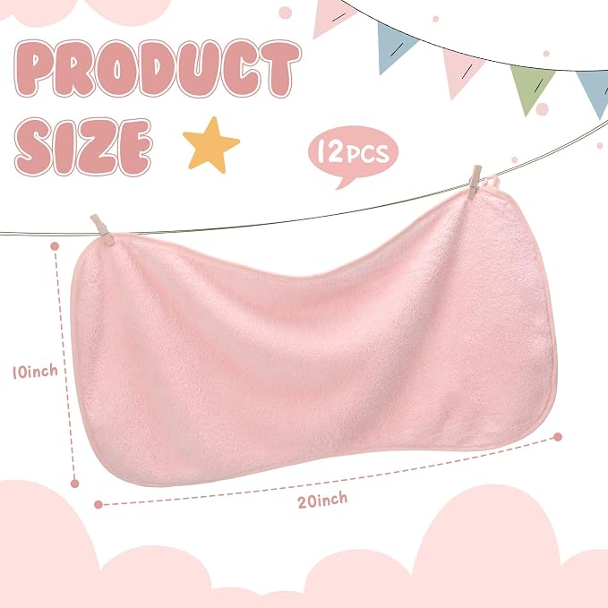 Hahafelt 12 Pack Pink Baby Burp Cloths - Image 2