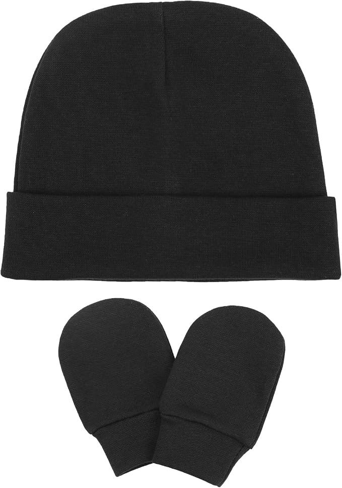 BQUBO Baby Hats and Mittens Infant Cotton Beanie Gloves No Scratch Set Newborn - Image 7