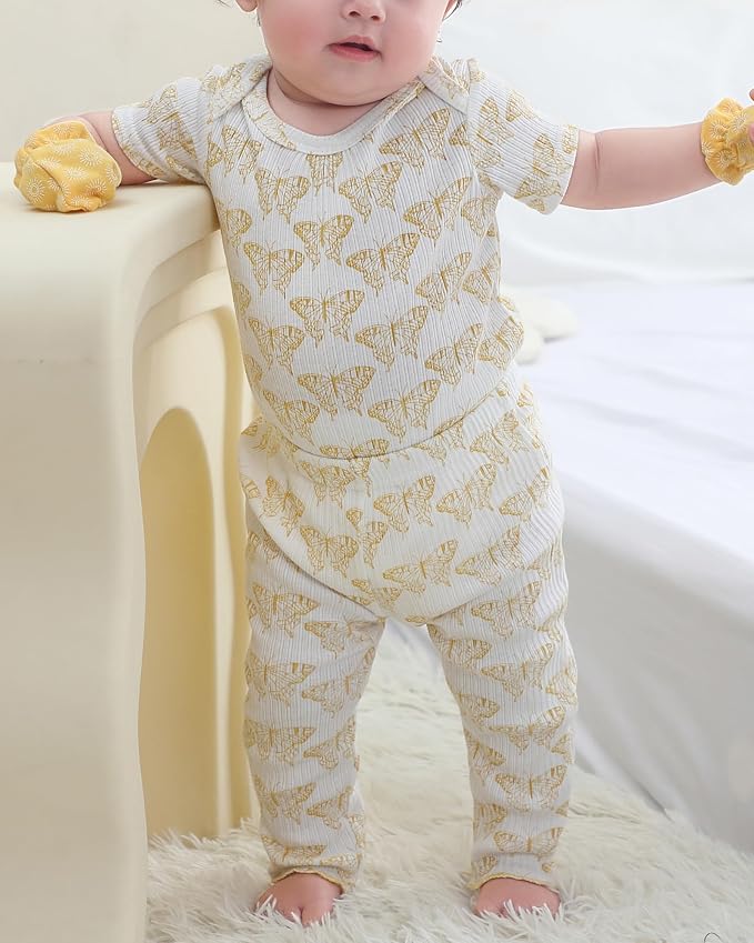 Baby Bodysuit and Pant Set Cotton Ribbed Mix Infant Girl Clothes | Unisex - Image 6