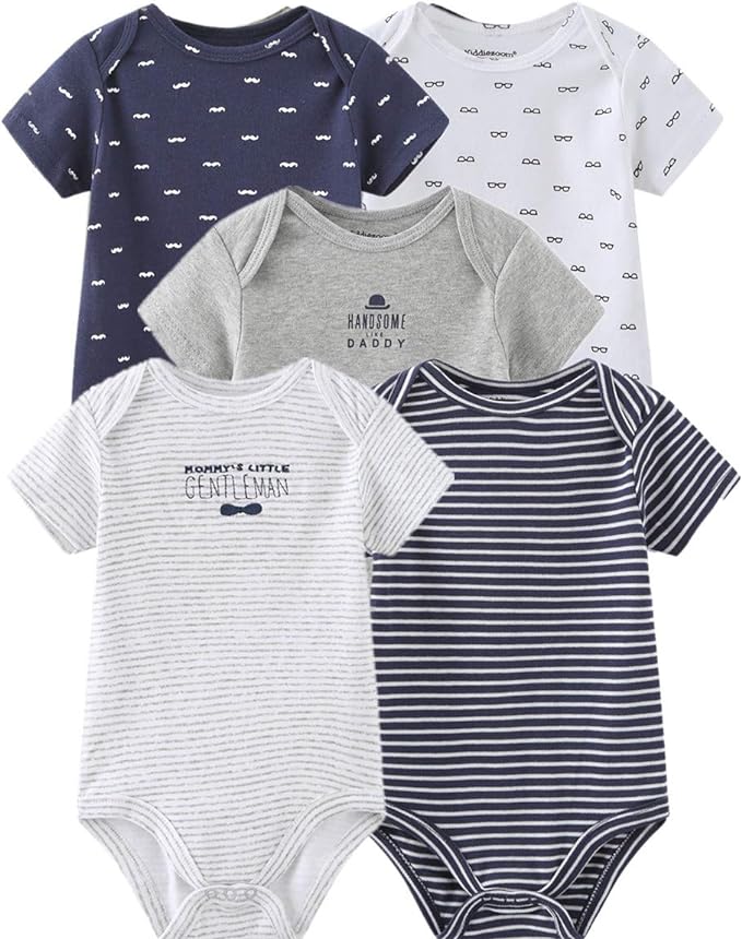 Kiddiezoom Baby Bodysuit Newborn Short Sleeve baby One-Piece Cotton 5-Pack baby by Kiddiezoom