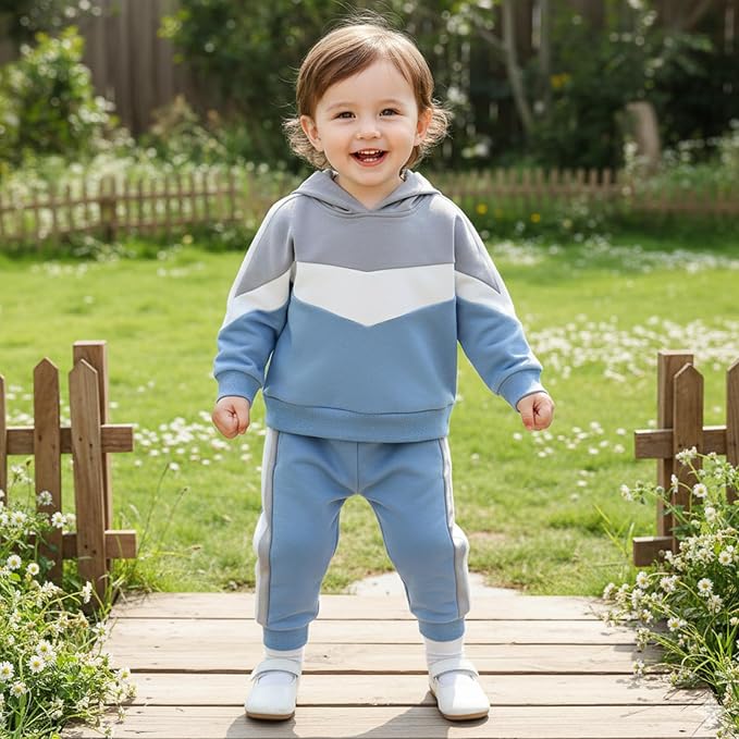 Infant Baby Boy Fall Winter Clothes Outfit Hooded Long Sweatshirt Pant Set - Image 2