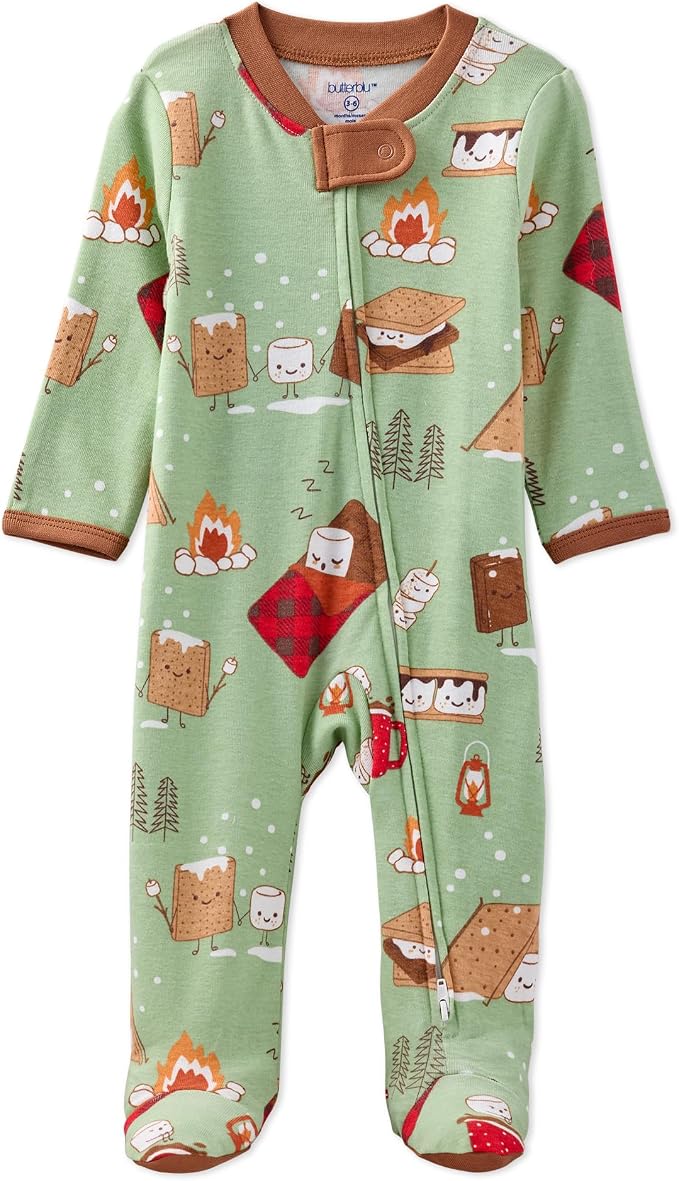 Butterblu Scout Sleep & Play 100% Organic Cotton Footed Zip Front PJs | GOTS by Butterblu