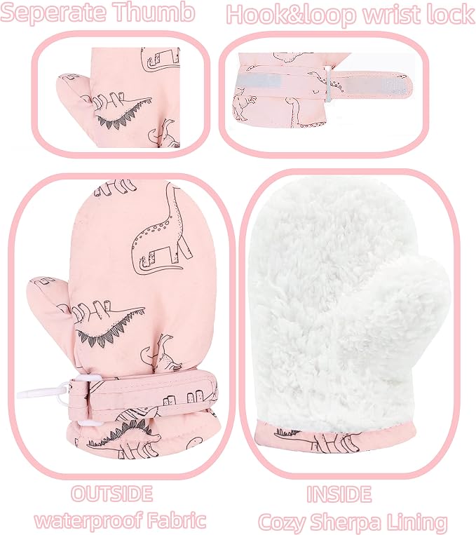 Toddler Gloves Kids Mittens Winter Warm Lined Fleece Gloves Waterproof Snow - Image 4