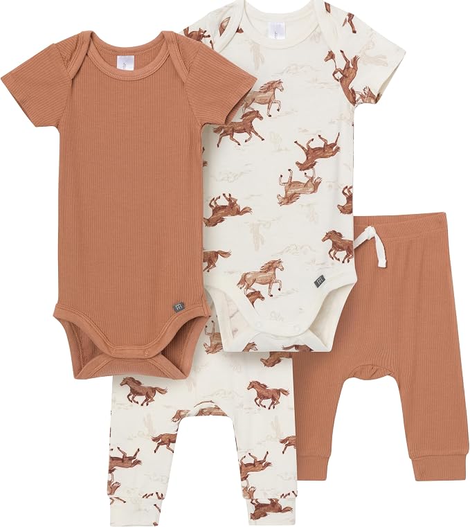 Modern Moments by Gerber Baby Viscose 4-Pack Bodysuit & Pant Set by ModernMomentsbyGerber