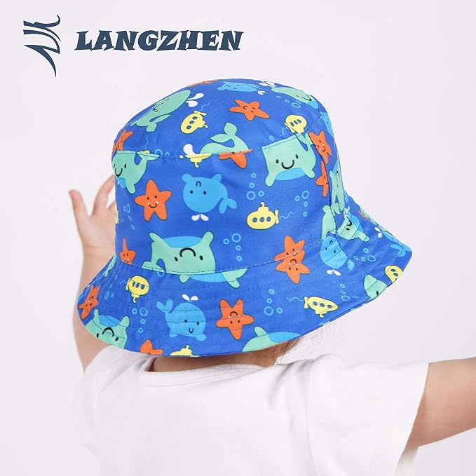 LANGZHEN Sun Protection Hat for Kids Toddler Boys Girls Wide Brim Summer - Image 3