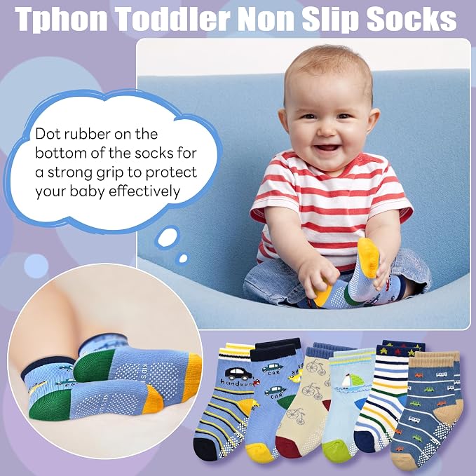 Tphon Non Slip Kids Toddler Socks - Image 5