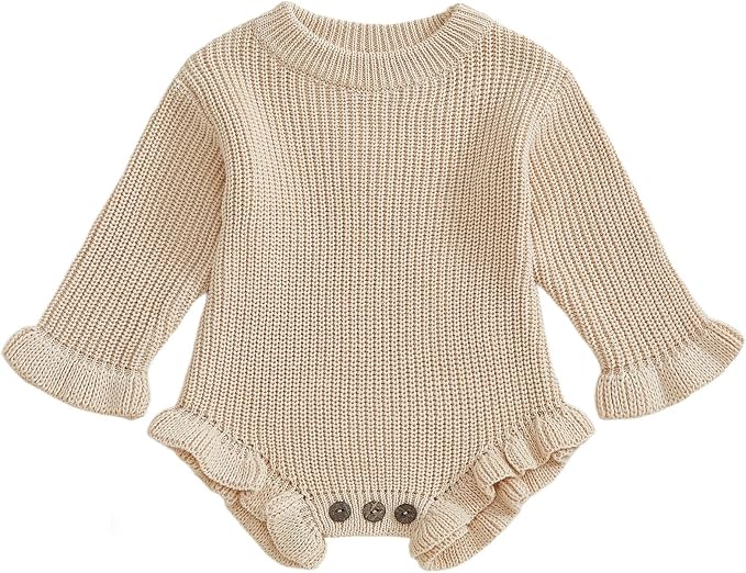 Mubineo Baby Girl Fall Winter Clothes Basic Plain Cute Sweater Romper Outfit by Mubineo