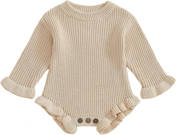 Mubineo Baby Girl Fall Winter Clothes Basic Plain Cute Sweater Romper Outfit by Mubineo