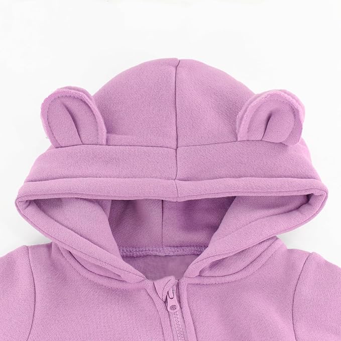 Baby Jumpsuit Hoodie Romper Zipper Long Sleeve One Piece Outfits Warm Clothes - Image 3