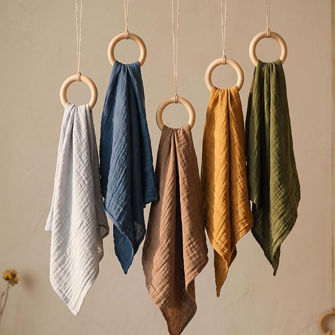 Muslin Receiving Blankets 5 Pack, Soft Swaddle Wraps - Image 9