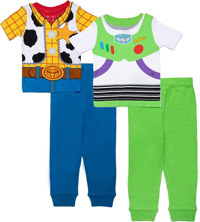 Disney Boys' 4-Piece Snug-fit Cotton Matching Comfortable Pajama Set, Soft & by Disney
