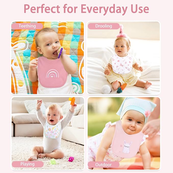 6 Pack Baby Bibs for Drooling and Teething Soft Cotton Absorbent - Image 5