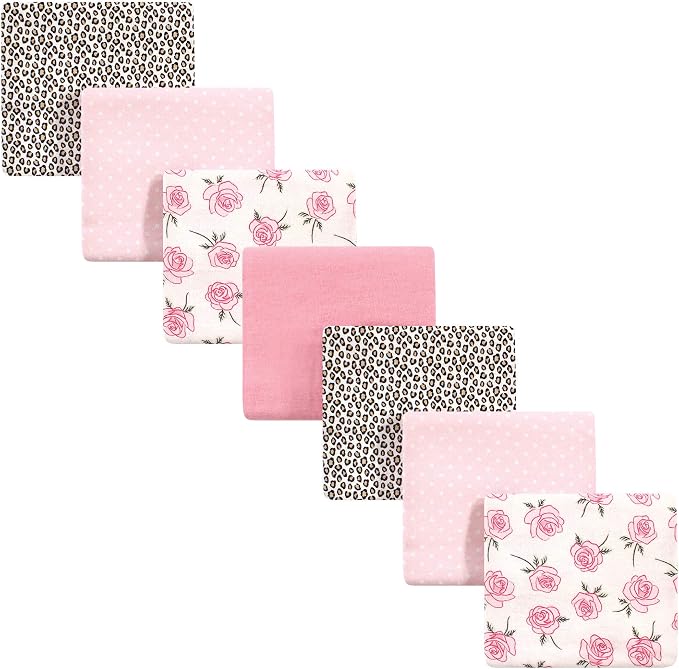 Little Treasure Unisex Baby Cotton Flannel Receiving Blankets, Rose Leopard - Image 2